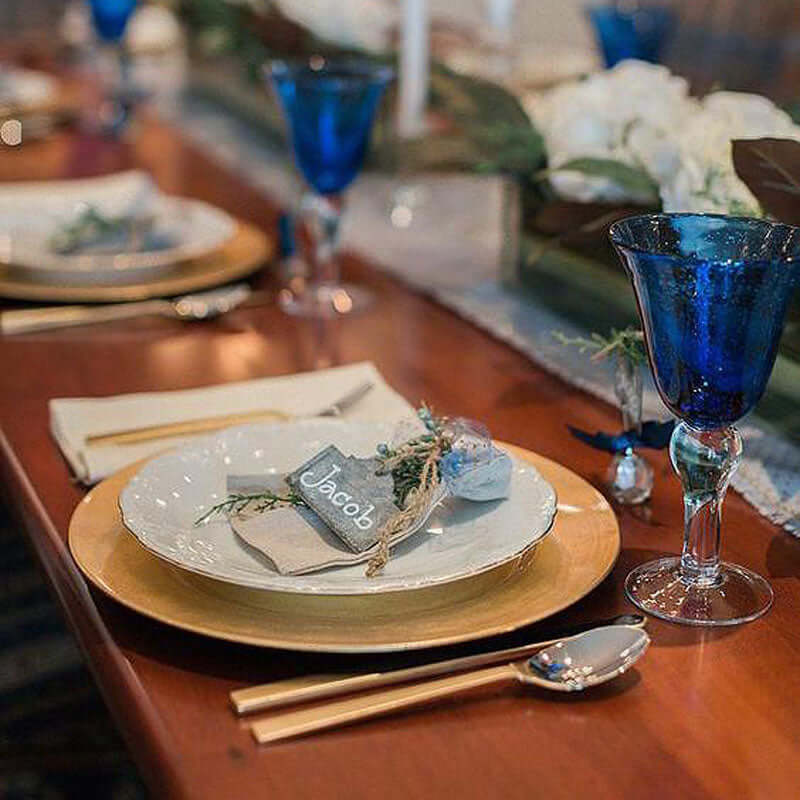 6 - Pack Acrylic Round Charger Plates 13" in Metallic Gold, Dinner Party Decor Charger Tableware - Linen Luxes