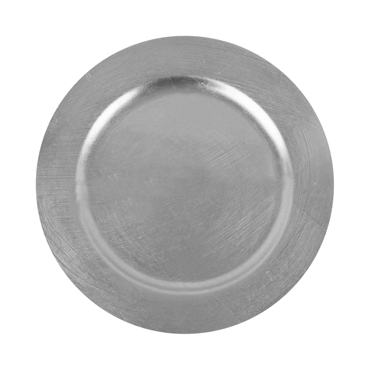 6 - Pack Acrylic Round Charger Plates 13" in Metallic Silver, Dinner Party Decor Charger Tableware - Linen Luxes