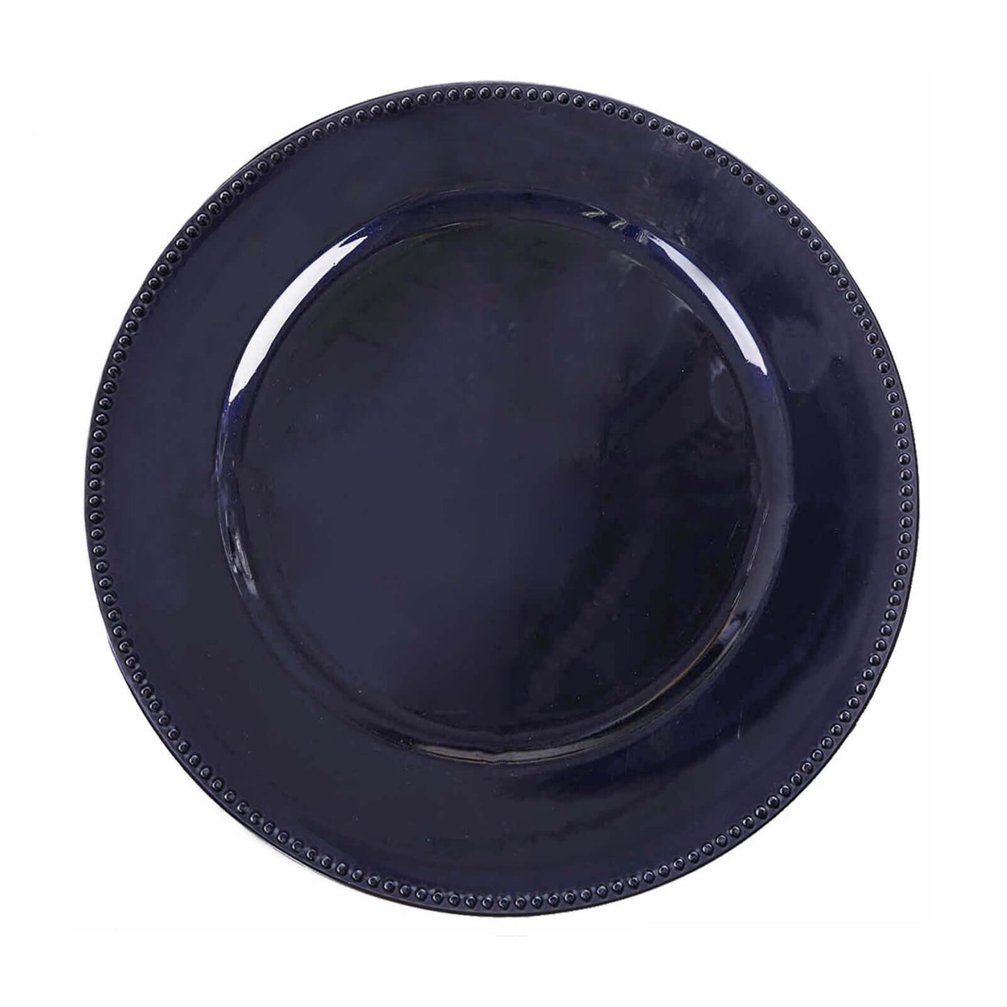 6 - Pack Acrylic Round Charger Plates 13" in Navy Blue with Beaded Rim, Dinner Charger Event Tabletop Decor - Linen Luxes