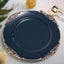 6-Pack Acrylic Round Charger Plates 13" in Navy Blue with Gold Embossed Baroque Rim, Antique Decorative Dinner Party Charger Tableware