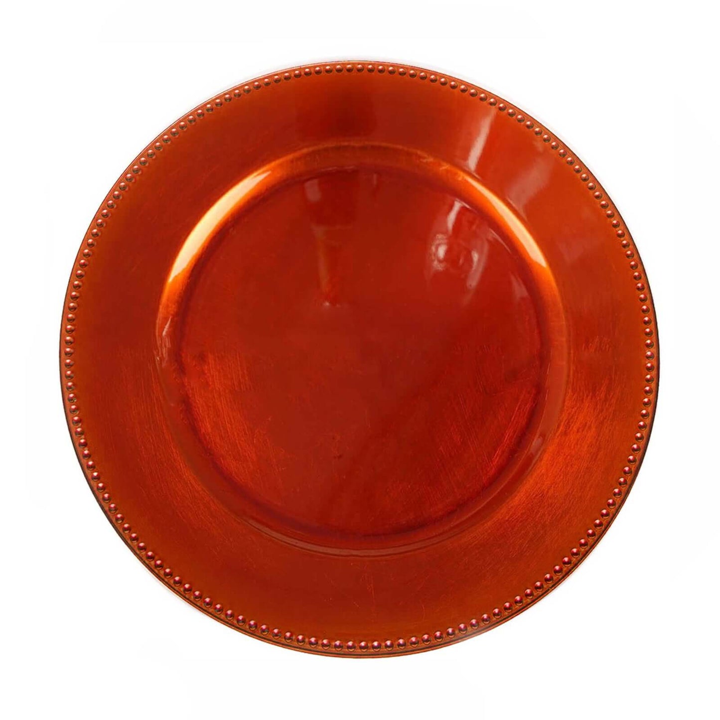 6 - Pack Acrylic Round Charger Plates 13" in Orange with Beaded Rim, Dinner Charger Event Tabletop Decor - Linen Luxes
