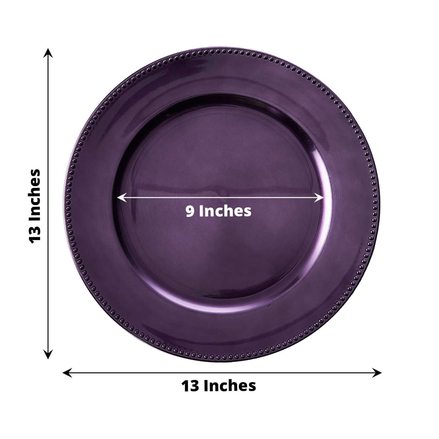 6 - Pack Acrylic Round Charger Plates 13" in Purple with Beaded Rim, Dinner Charger Event Tabletop Decor - Linen Luxes