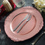 6 - Pack Acrylic Round Charger Plates 13" in Rose Gold with Embossed Baroque Rim, Antique Decorative Dinner Party Charger Tableware - Linen Luxes