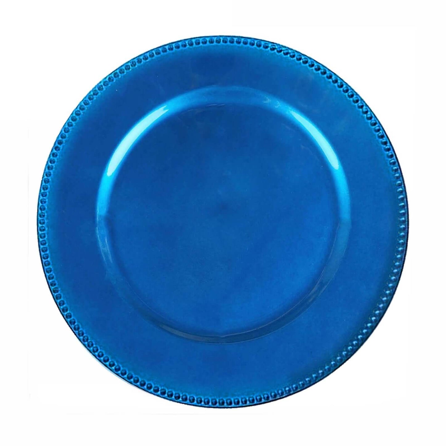 6 - Pack Acrylic Round Charger Plates 13" in Royal Blue with Beaded Rim, Dinner Charger Event Tabletop Decor - Linen Luxes
