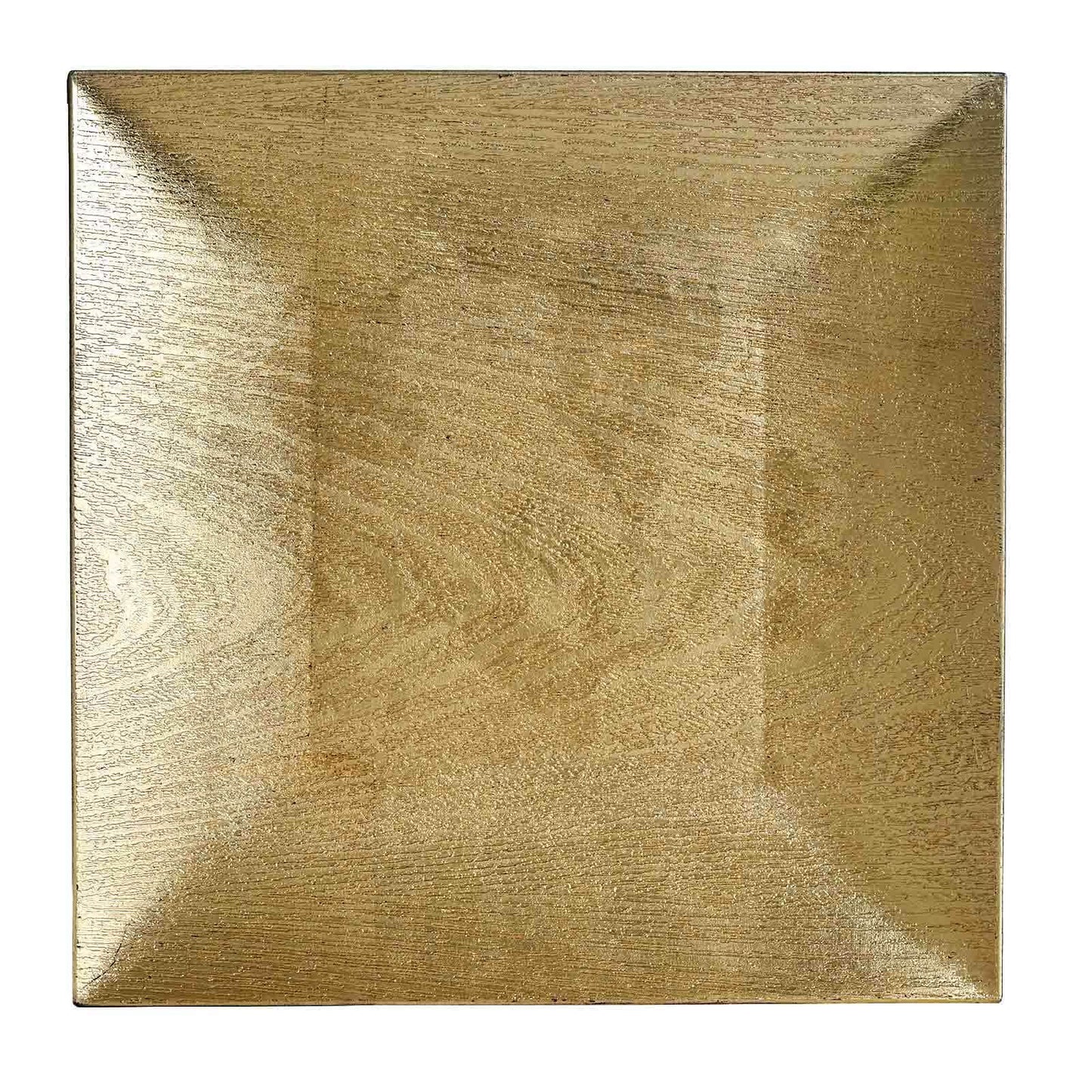 6 - Pack Acrylic Square Charger Plates 12" in Gold with Embossed Wood Grain, Boho Chic Dinner Party Decor Charger Tableware - Linen Luxes