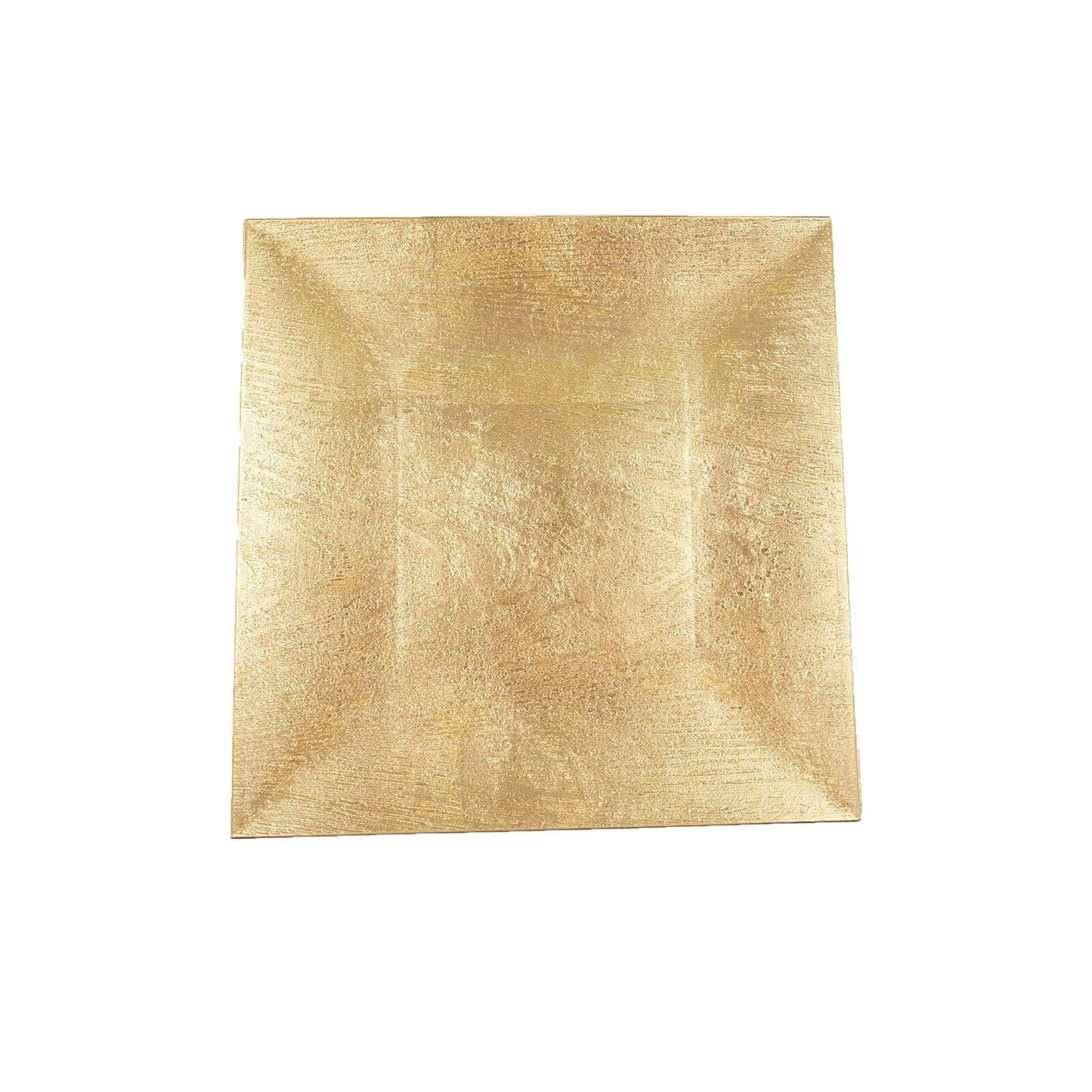 6 - Pack Acrylic Square Charger Plates 12" in Gold with Embossed Wood Grain, Boho Chic Dinner Party Decor Charger Tableware - Linen Luxes