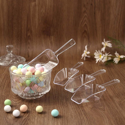 6 - Pack Candy Scoops Kitchen Ice Scoop Design Clear - Plastic Disposable Supplies for Bar and Buffet Use 6" - Linen Luxes