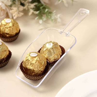 6 - Pack Candy Scoops Kitchen Ice Scoop Design Clear - Plastic Disposable Supplies for Bar and Buffet Use 6" - Linen Luxes