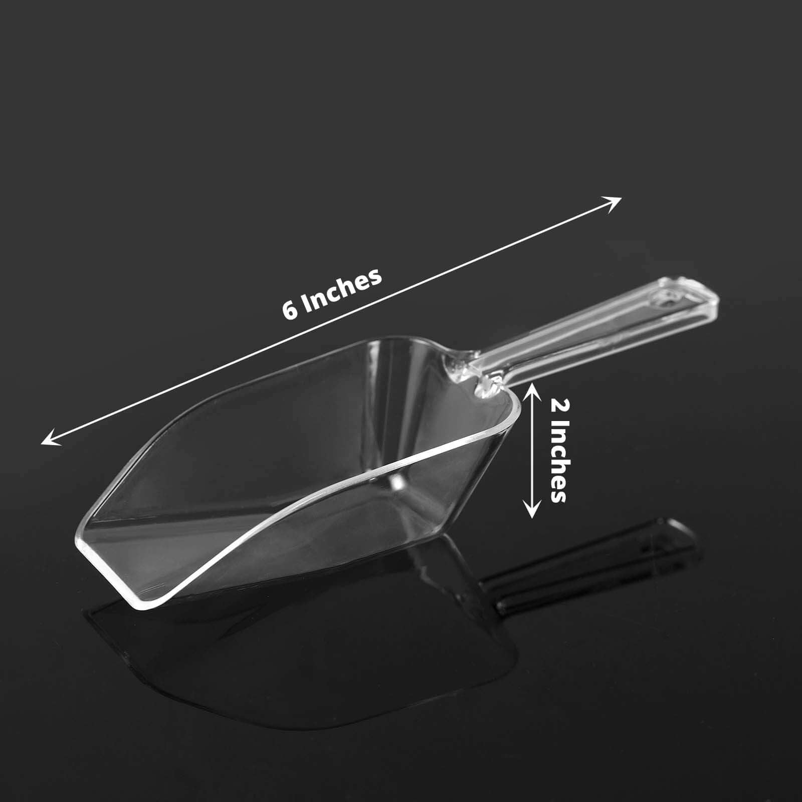 6 - Pack Candy Scoops Kitchen Ice Scoop Design Clear - Plastic Disposable Supplies for Bar and Buffet Use 6" - Linen Luxes