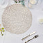 6-Pack Vinyl Placemats Champagne Woven Design - Durable Non-Slip Round Table Mats for Dining 15"