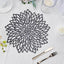 6-Pack Dining Table Mats Floral Design Black - Metallic Vinyl Round Non-Slip Mats for Tables 15"