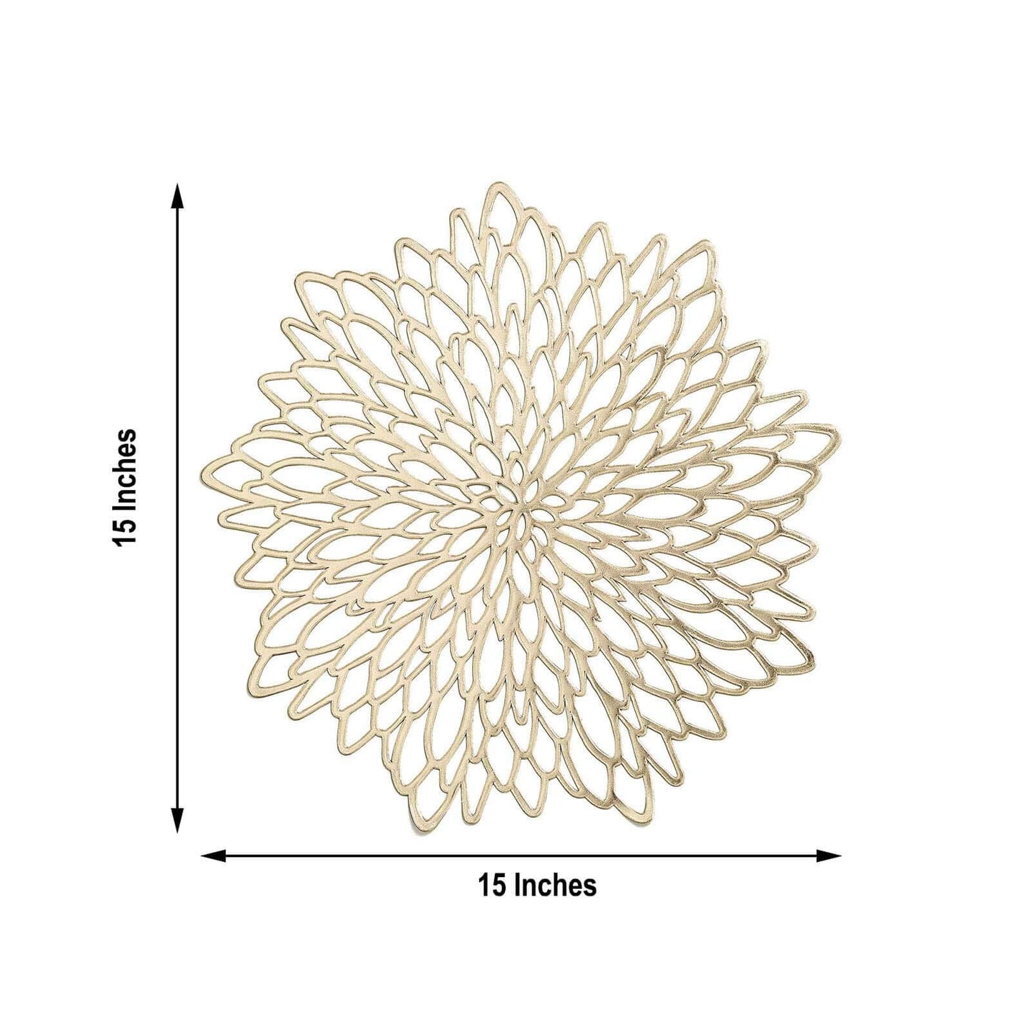 6 - Pack Dining Table Mats Floral Design Gold - Metallic Vinyl Round Non - Slip Mats for Tables 15" - Linen Luxes