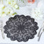 6 - Pack Dining Table Mats Floral Lace Design Black - Vinyl Non - Slip Surface with Vintage Appeal 15" - Linen Luxes