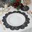 6 - Pack Dining Table Mats Floral Lace Design Black - Vinyl Non - Slip Surface with Vintage Appeal 15" - Linen Luxes