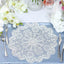 6 - Pack Dining Table Mats Floral Lace Design White - Vinyl Non - Slip Surface with Vintage Appeal 15" - Linen Luxes