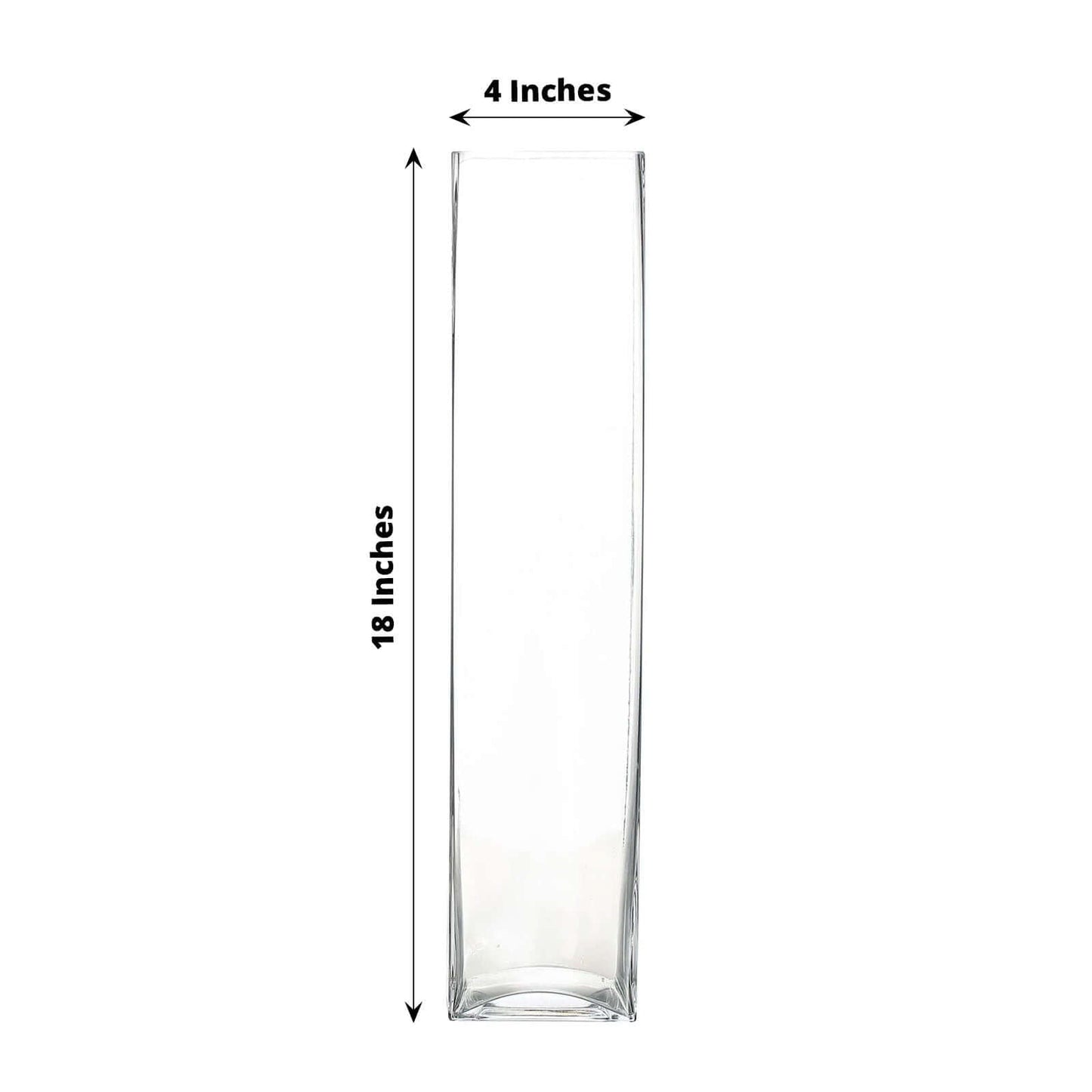 6 - Pack Glass Cylinder Vases Square Clear - Durable Heavy Duty Floral Centerpieces for Weddings 18" - Linen Luxes