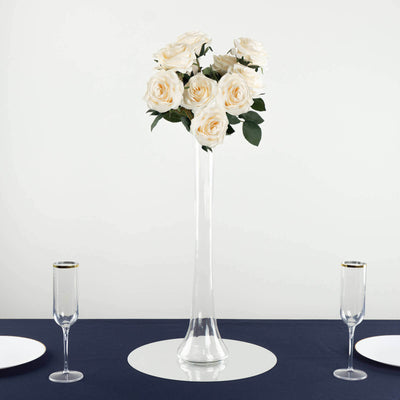 6-Pack Glass Eiffel Tower Vases Clear with Round Base - Tall Skinny Flower Bud Wedding Centerpieces 20"