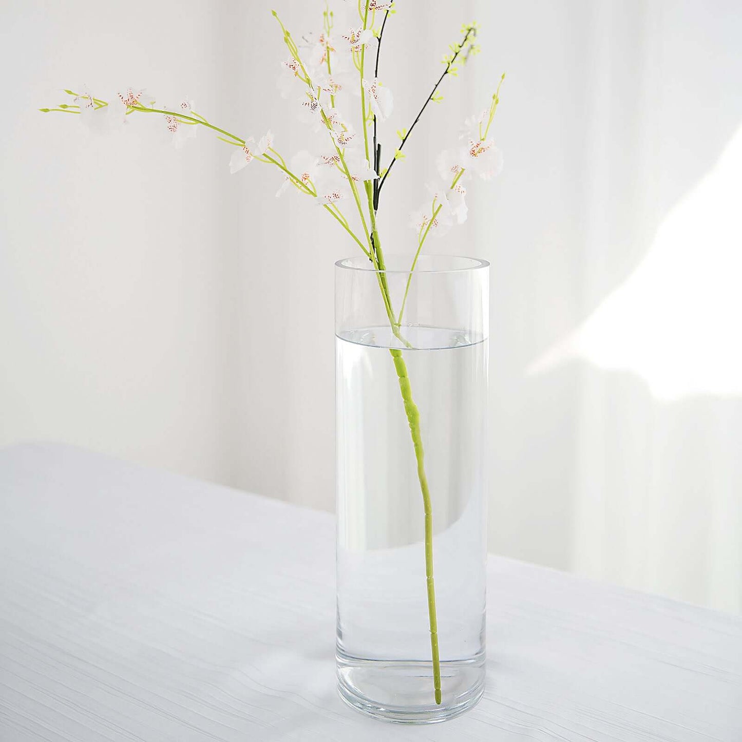 6 - Pack Glass Flower Vases Cylinder Design Heavy Duty Clear - Stylish Centerpieces for Weddings 14" - Linen Luxes