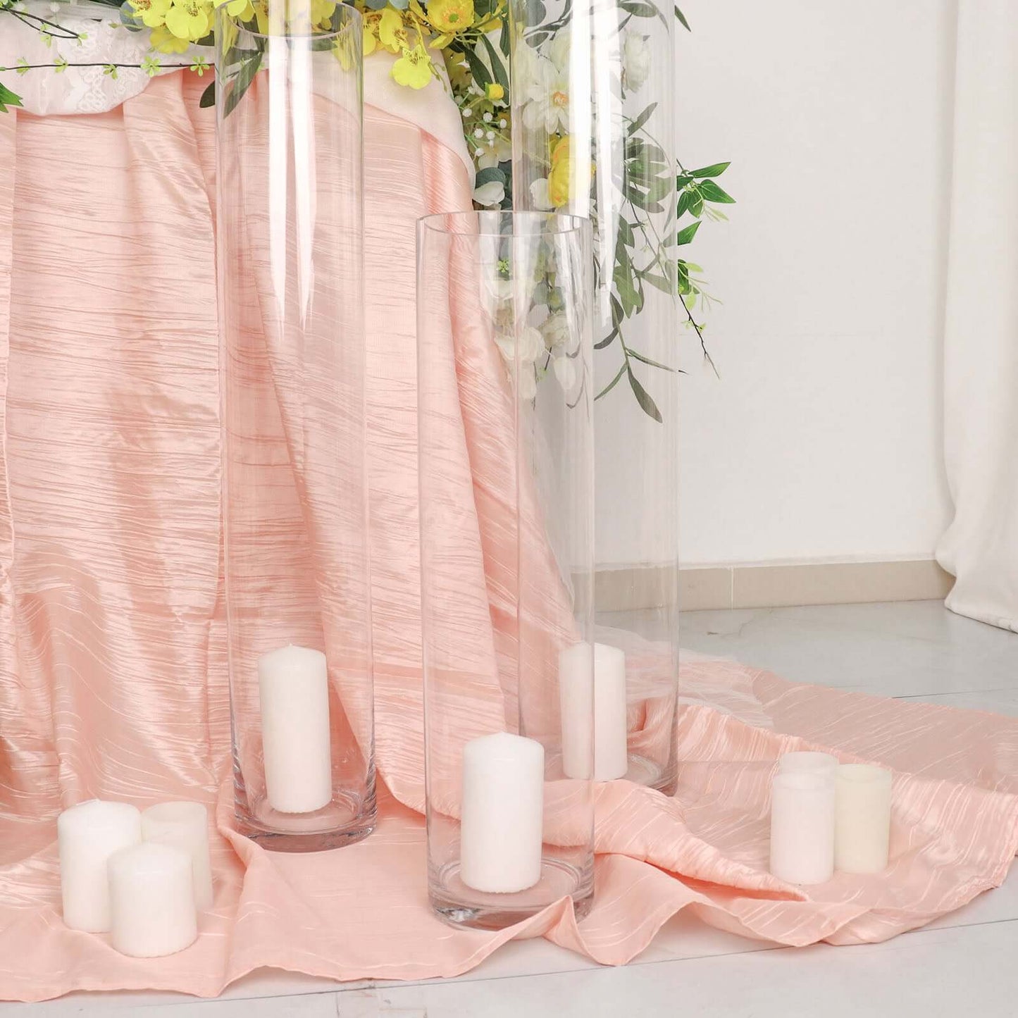 6 - Pack Glass Flower Vases Cylinder Design Heavy Duty Clear - Stylish Centerpieces for Weddings 20" - Linen Luxes