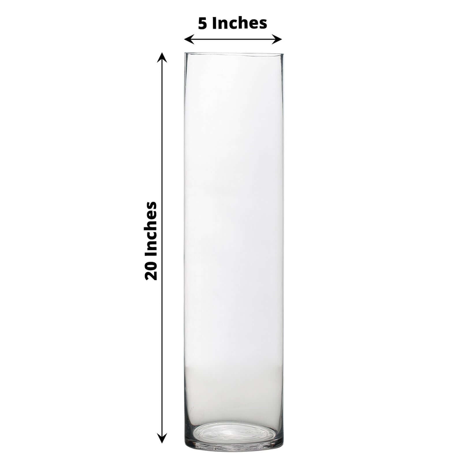 6 - Pack Glass Flower Vases Cylinder Design Heavy Duty Clear - Stylish Centerpieces for Weddings 20" - Linen Luxes