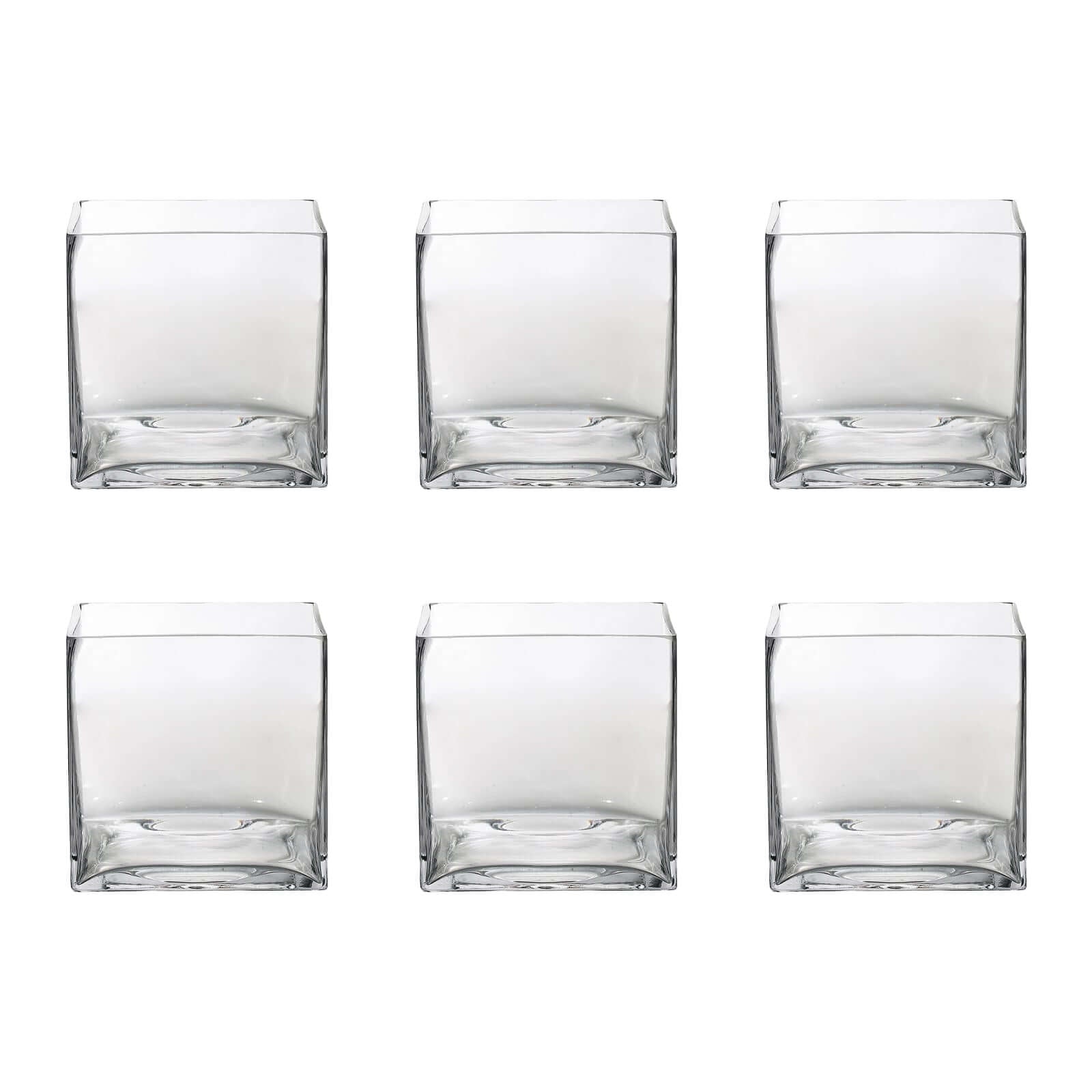 6 - Pack Glass Flower Vases Heavy Duty Clear - Premium Table Centerpieces for Weddings 6" - Linen Luxes