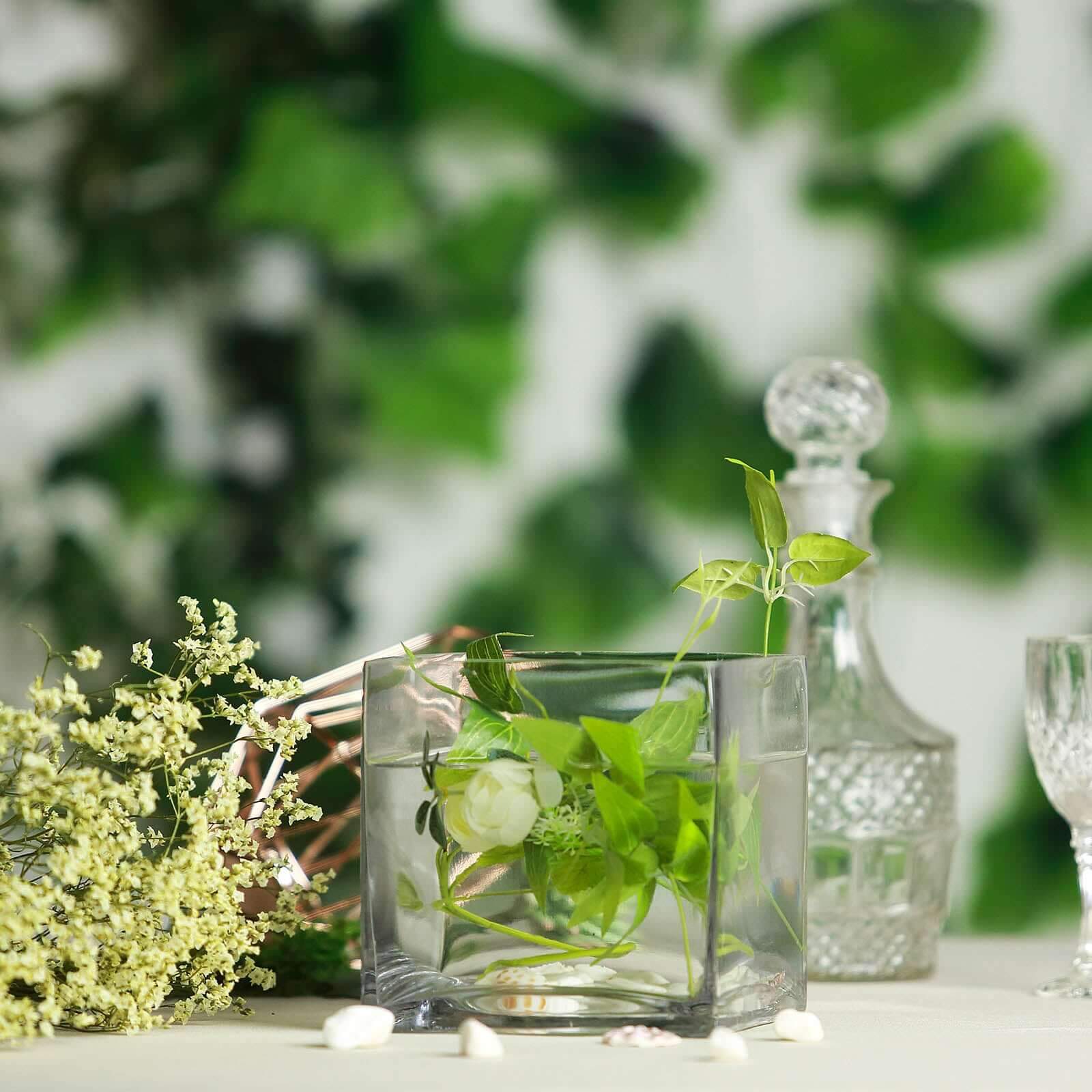 6 - Pack Glass Flower Vases Heavy Duty Clear - Premium Table Centerpieces for Weddings 6" - Linen Luxes