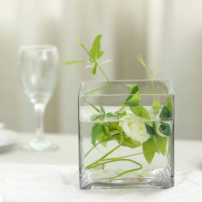 6 - Pack Glass Flower Vases Heavy Duty Clear - Premium Table Centerpieces for Weddings 6" - Linen Luxes