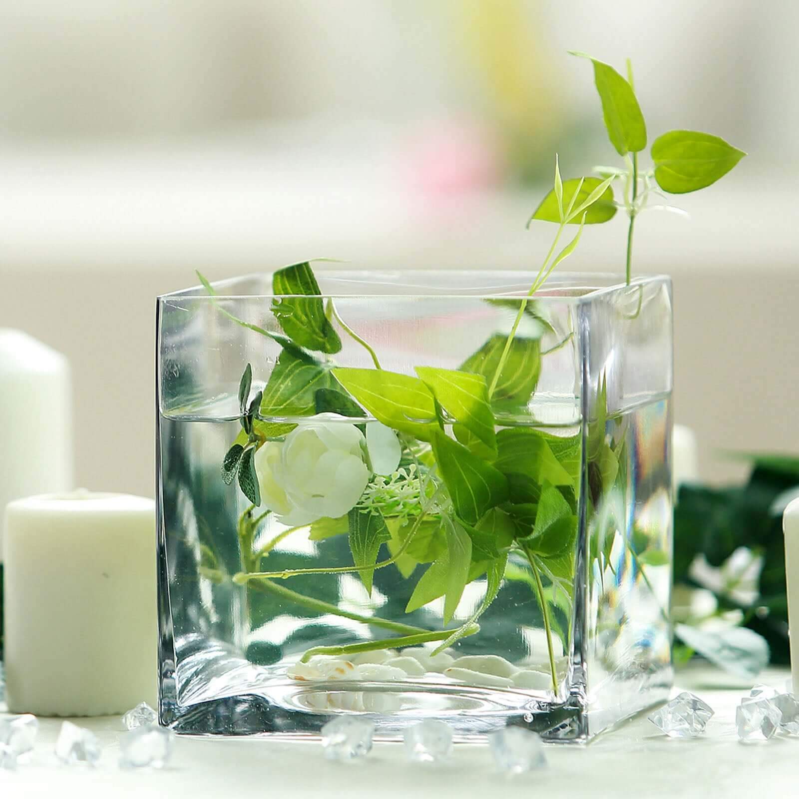 6 - Pack Glass Flower Vases Heavy Duty Clear - Premium Table Centerpieces for Weddings 6" - Linen Luxes