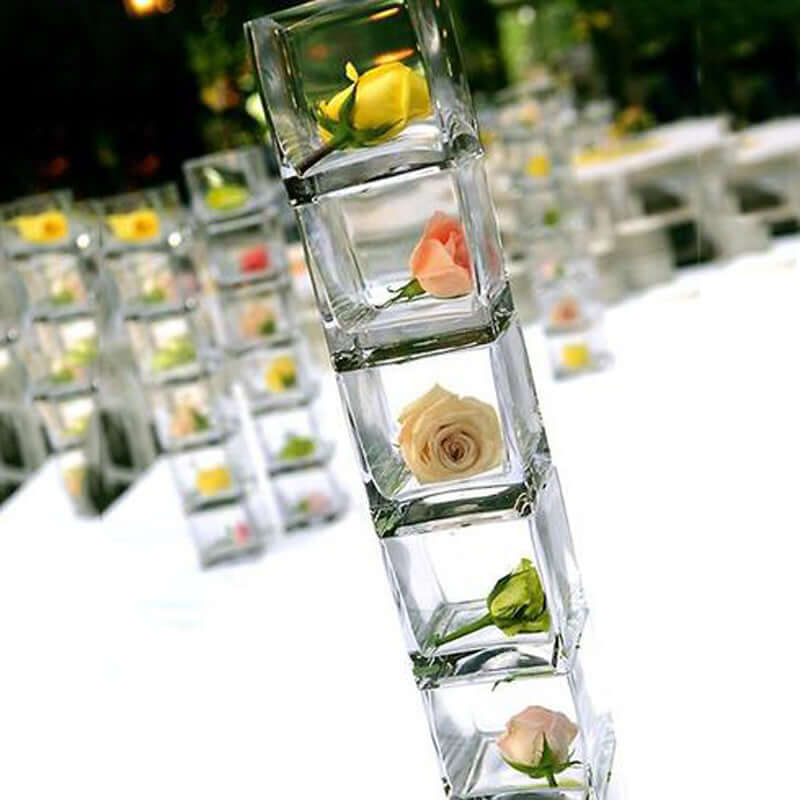 6 - Pack Glass Flower Vases Heavy Duty Clear - Premium Table Centerpieces for Weddings 6" - Linen Luxes