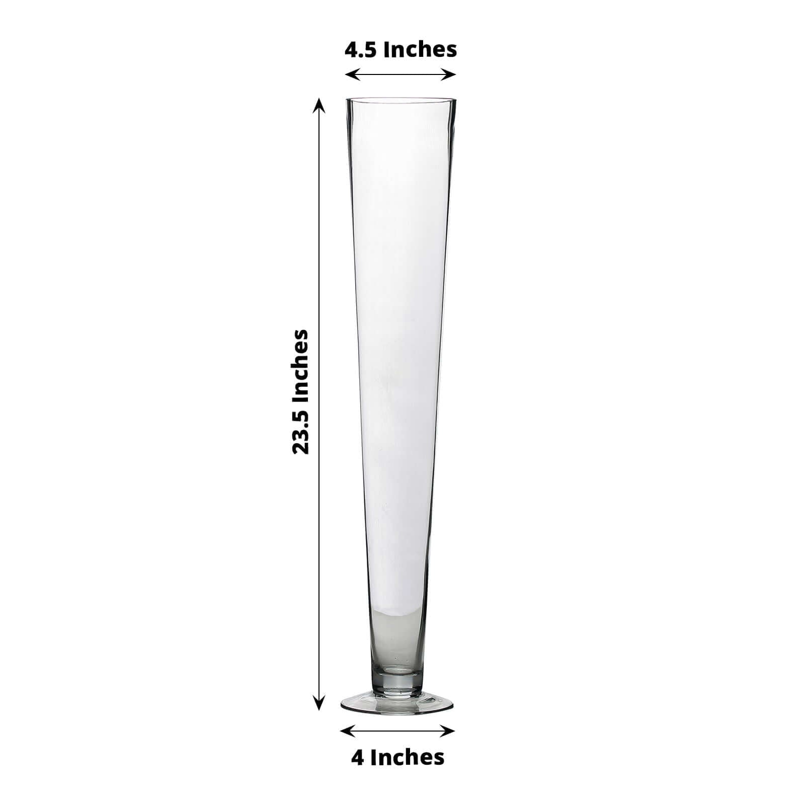 6 - Pack Glass Trumpet Vases Clear - Durable Design for Chic Event Displays 24" - Linen Luxes