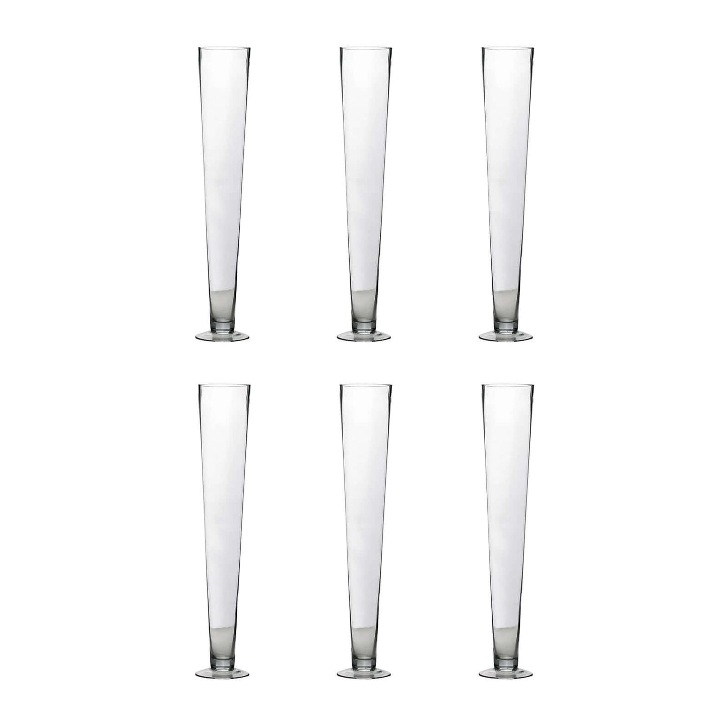 6 - Pack Glass Trumpet Vases Clear - Durable Design for Chic Event Displays 24" - Linen Luxes
