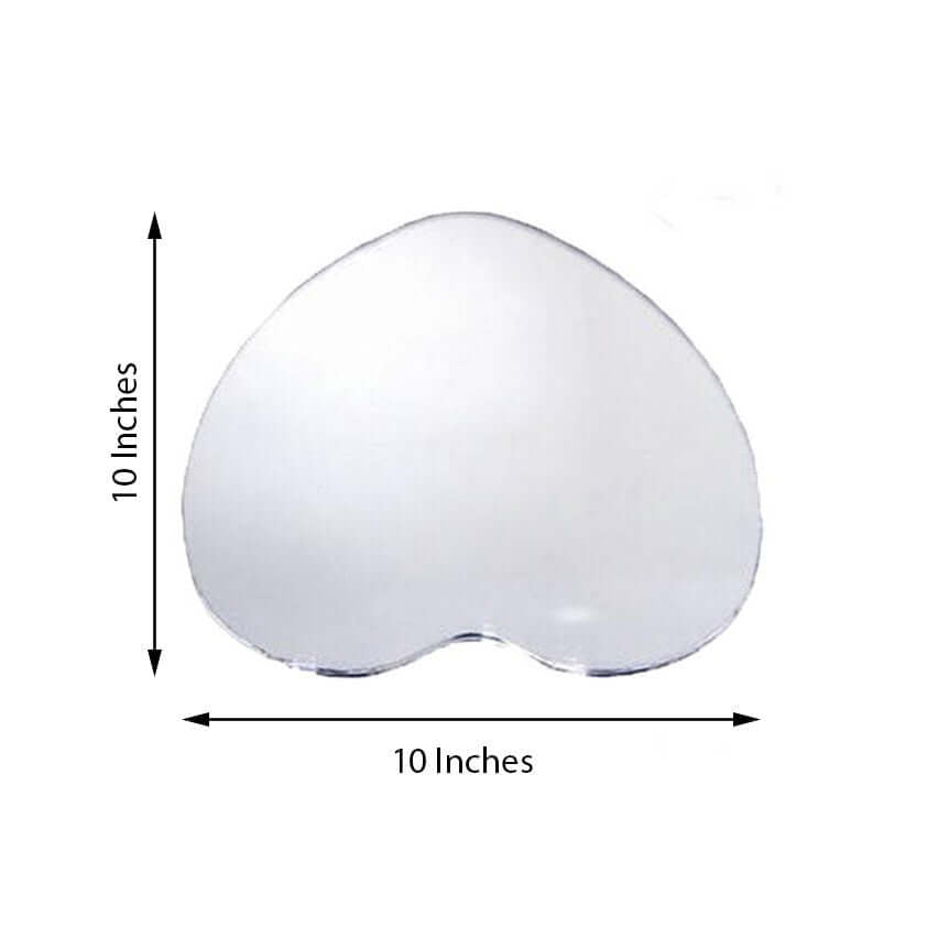 6 - Pack Hanging Wall Decor Heart Glass Mirror Table Centerpiece - Reflective Decorative Display 10" - Linen Luxes
