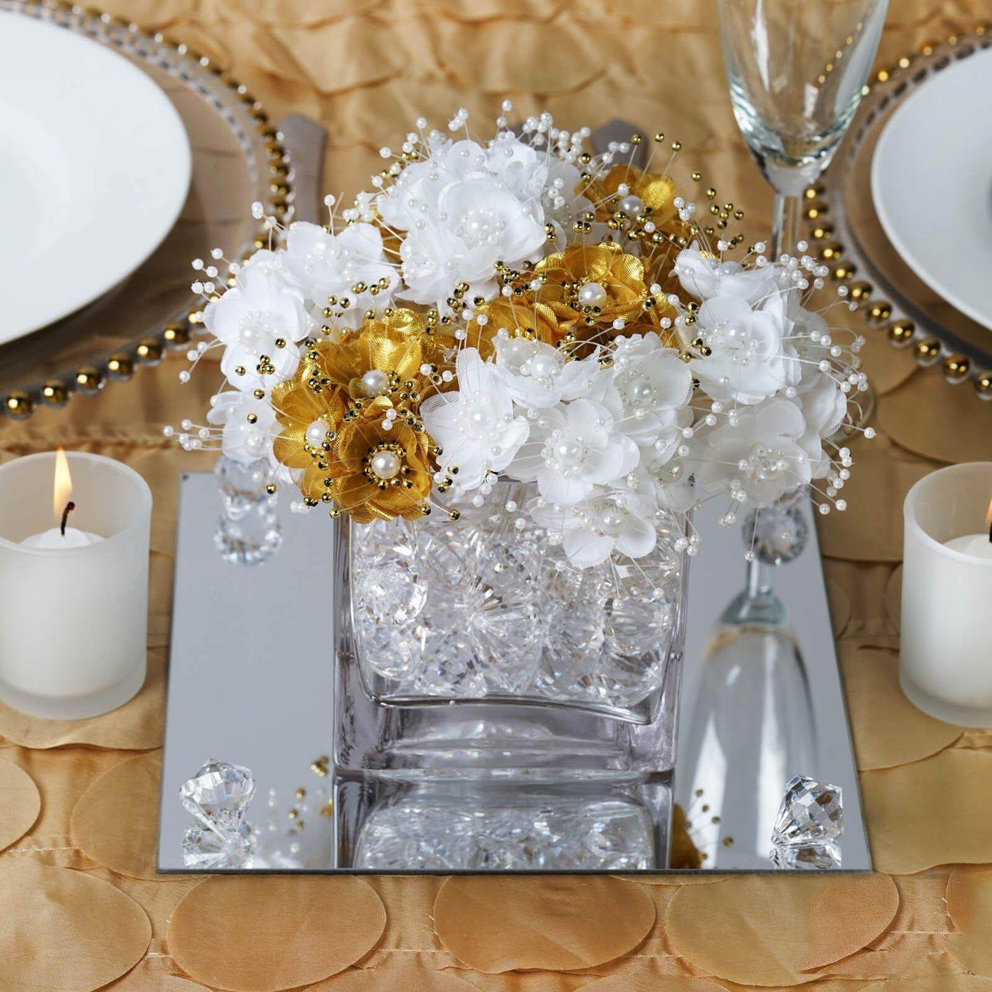 6 - Pack Hanging Wall Decor Square Glass Mirror Table Centerpiece - Decorative Reflective Display 8" - Linen Luxes