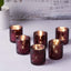6-Pack Mercury Glass Candle Holders Burgundy Palm Leaf Design - Votive Tealight Holders for Events