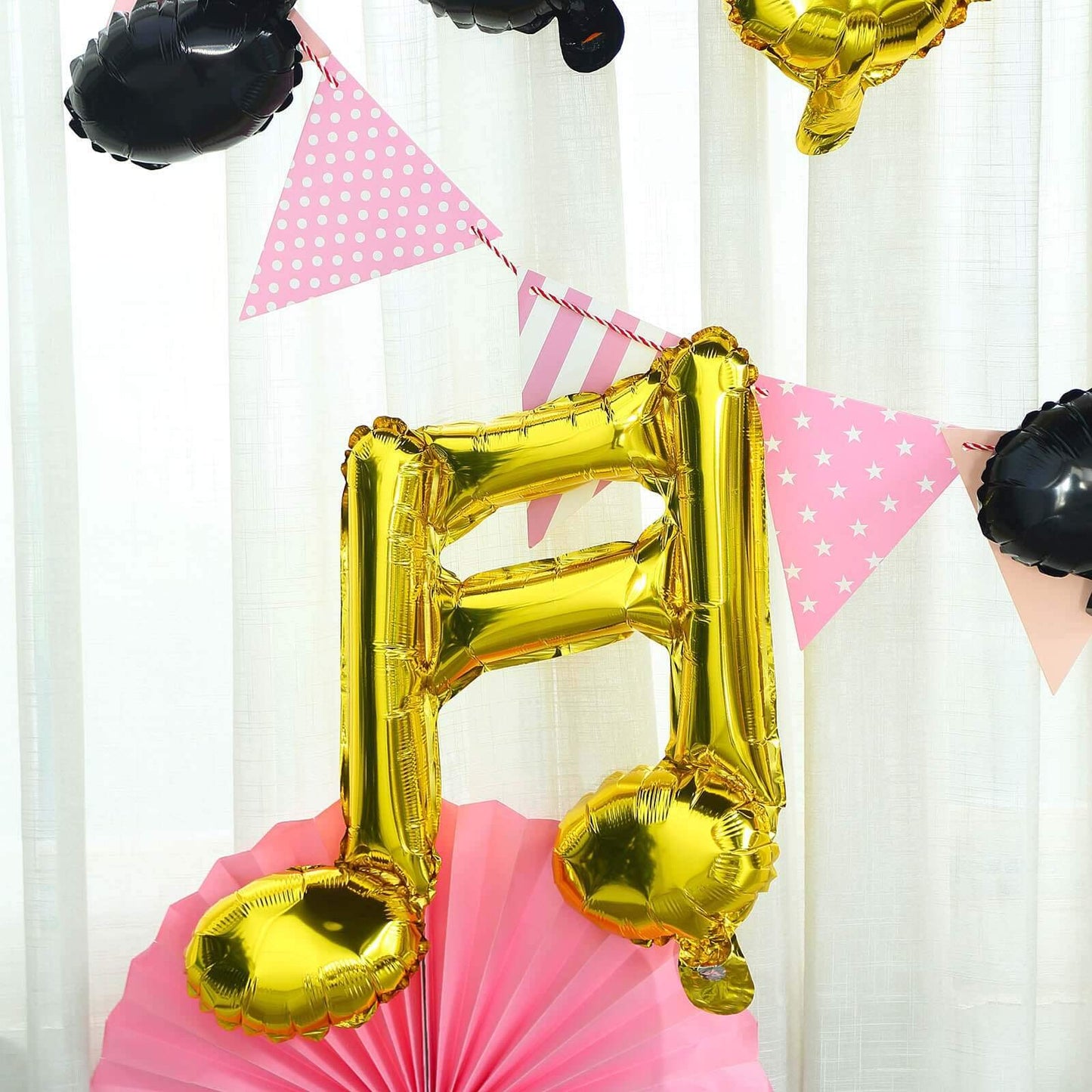 6 Pack Metallic Gold Single and Double Music Note Mylar Foil Balloons - Linen Luxes