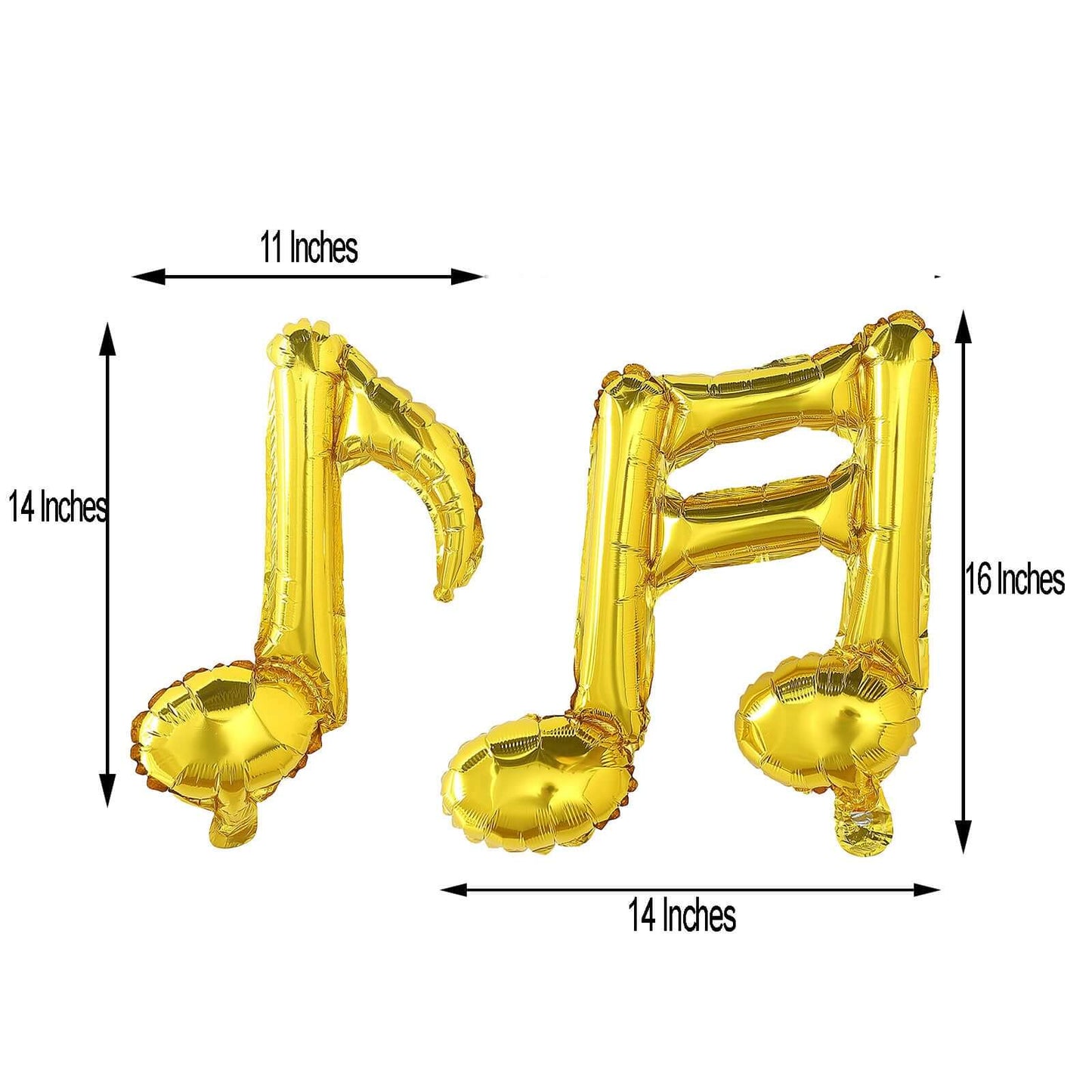 6 Pack Metallic Gold Single and Double Music Note Mylar Foil Balloons - Linen Luxes