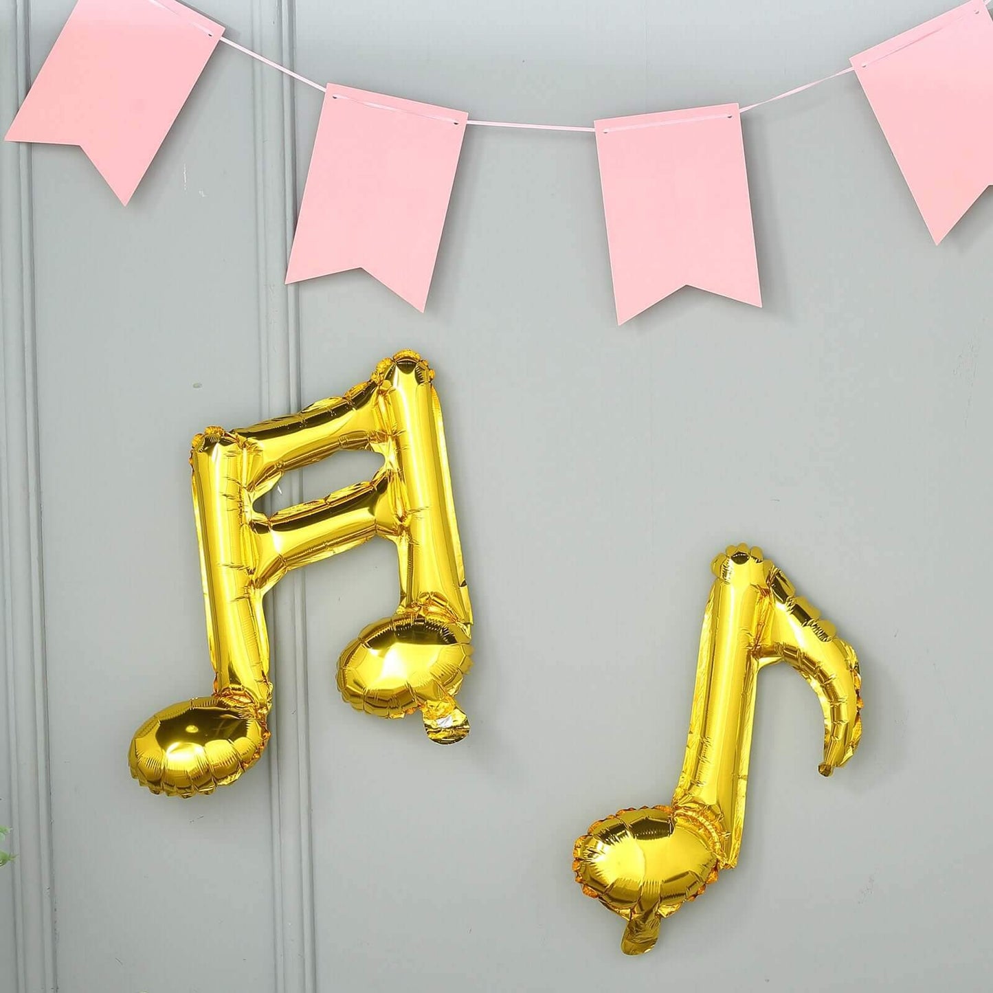 6 Pack Metallic Gold Single and Double Music Note Mylar Foil Balloons - Linen Luxes