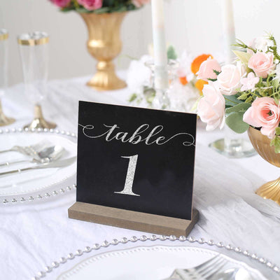 6-Pack Mini Table Chalkboard Signs Rustic Wood Base Stands - Perfect for Weddings and Parties 6"