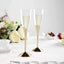 6 - Pack Plastic Champagne Flutes Clear/Gold - Stylish Disposable Glasses for Toasts 5oz - Linen Luxes