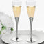 6 - Pack Plastic Champagne Flutes Clear/Silver - Stylish Disposable Glasses for Toasts 5oz - Linen Luxes