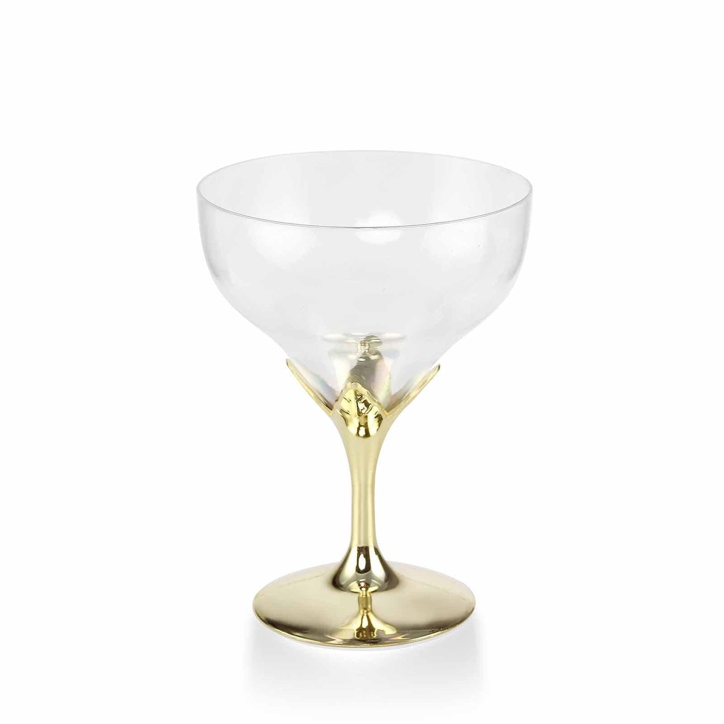 6 - Pack Plastic Champagne Glasses Gold Hard Material - Durable Disposable Goblets for Wine 5oz - Linen Luxes