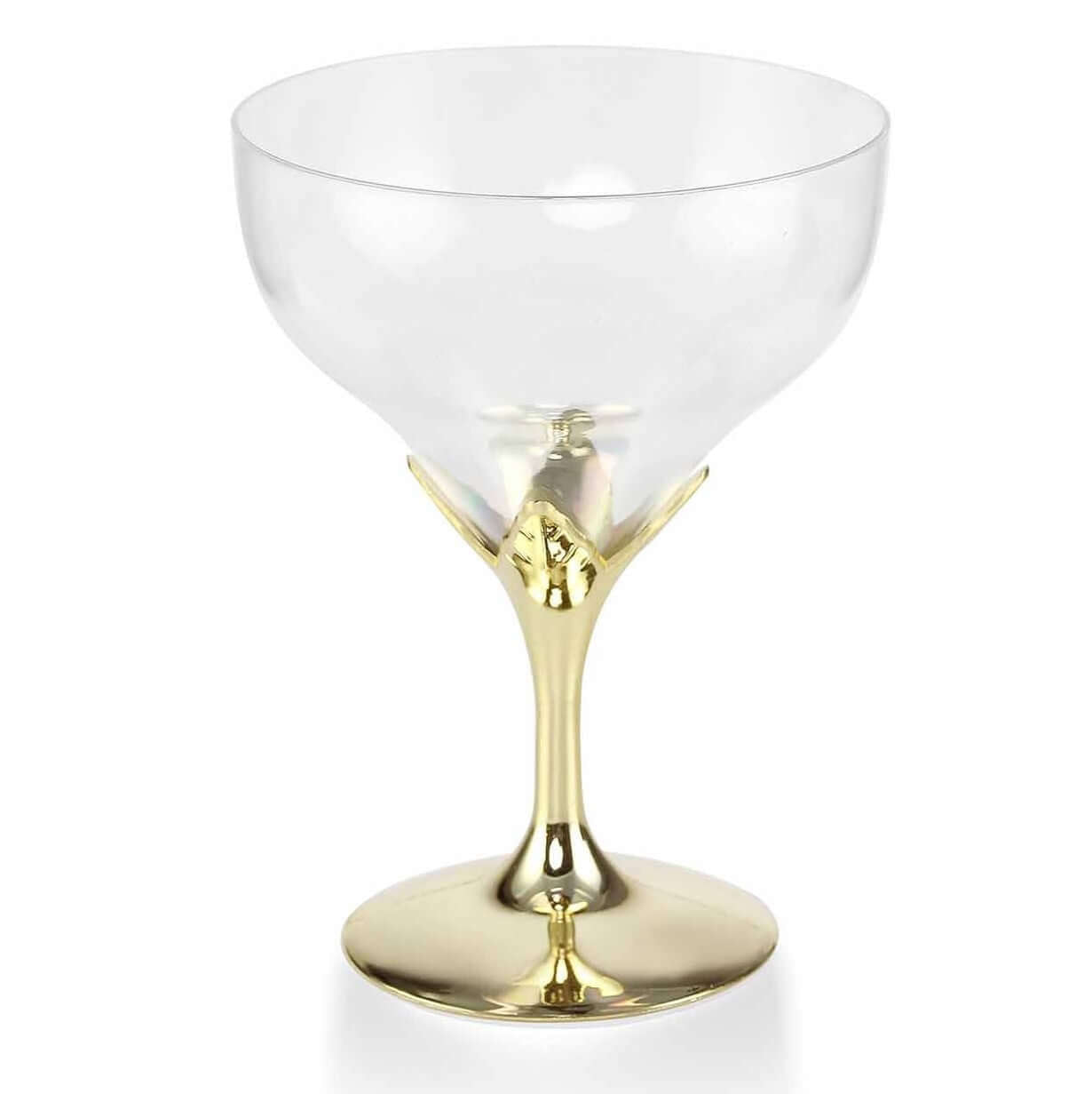 6 - Pack Plastic Champagne Glasses Gold Hard Material - Durable Disposable Goblets for Wine 5oz - Linen Luxes