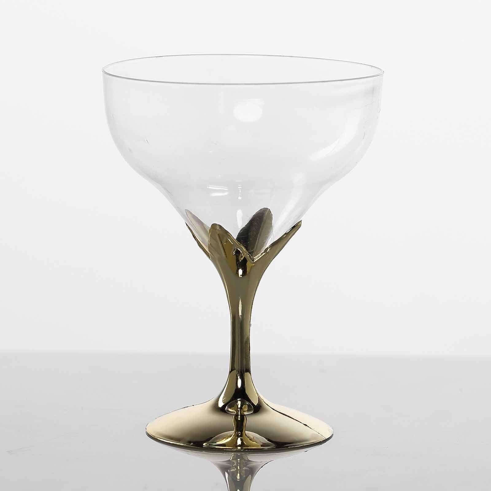 6 - Pack Plastic Champagne Glasses Gold Hard Material - Durable Disposable Goblets for Wine 5oz - Linen Luxes