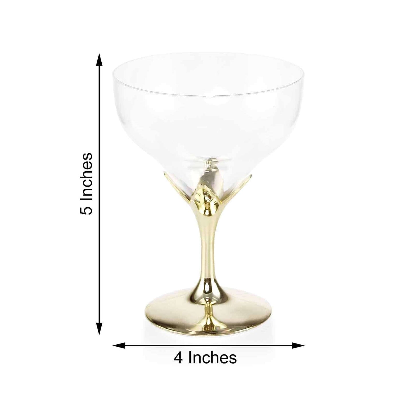 6 - Pack Plastic Champagne Glasses Gold Hard Material - Durable Disposable Goblets for Wine 5oz - Linen Luxes