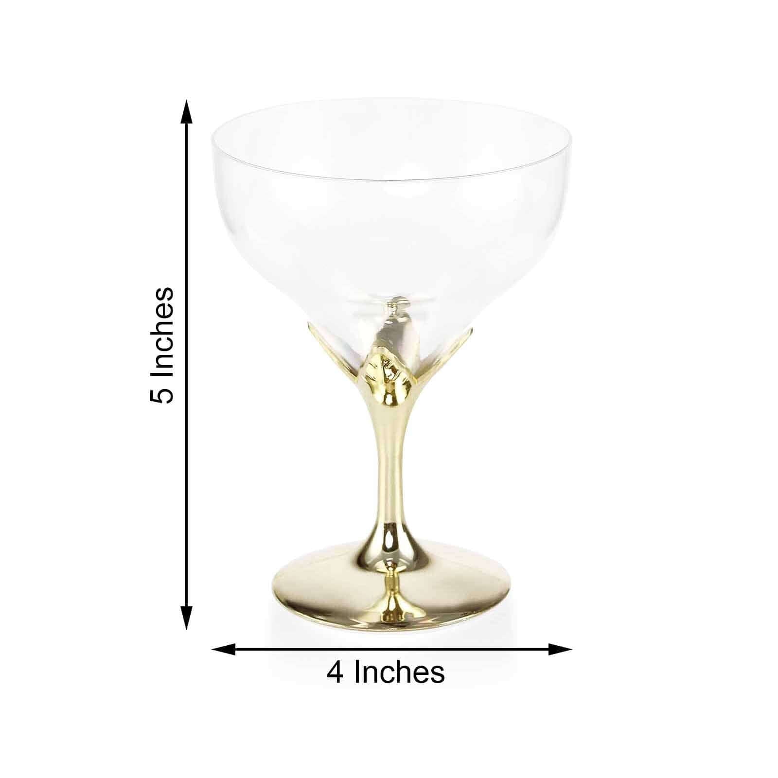 6 - Pack Plastic Champagne Glasses Gold Hard Material - Durable Disposable Goblets for Wine 5oz - Linen Luxes