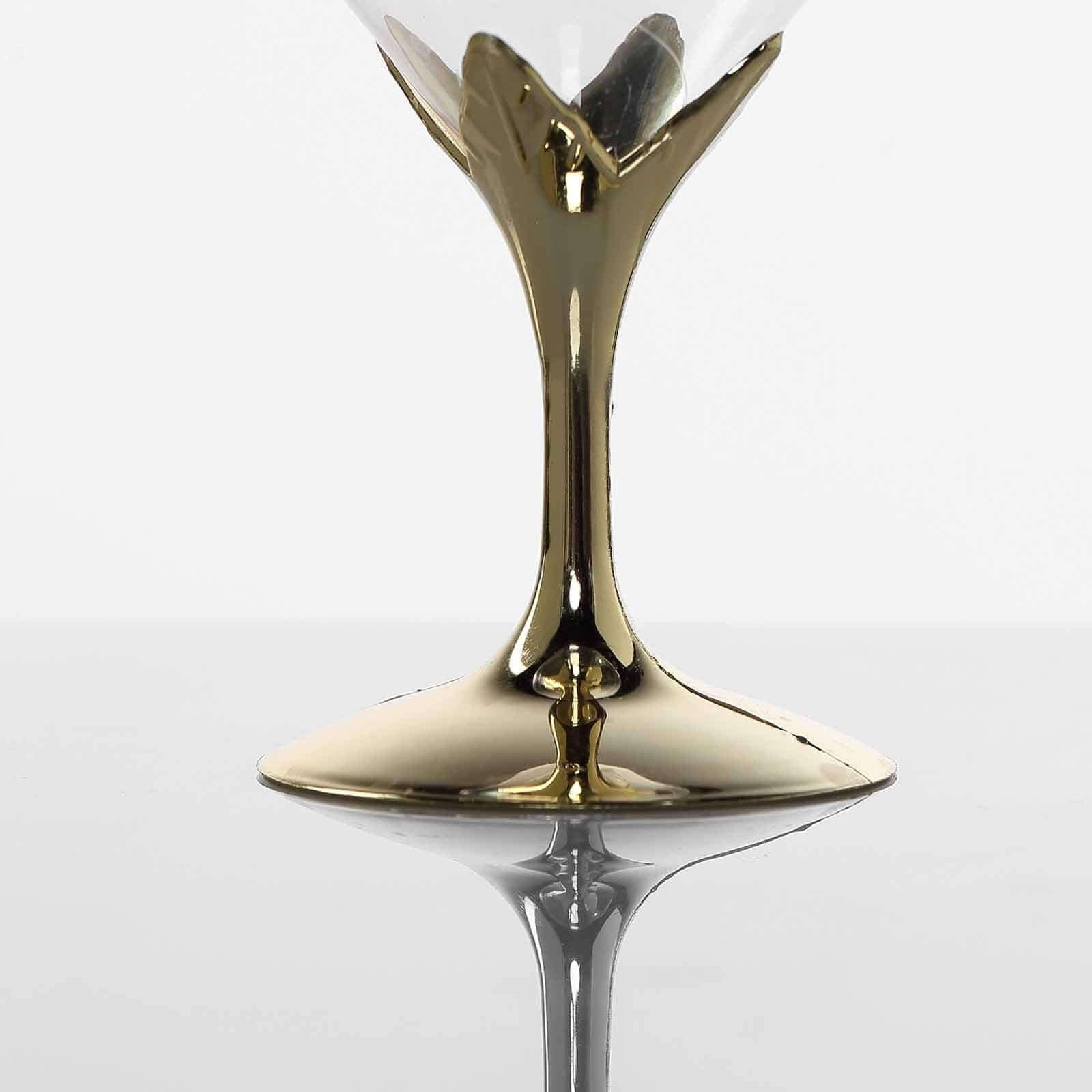 6 - Pack Plastic Champagne Glasses Gold Hard Material - Durable Disposable Goblets for Wine 5oz - Linen Luxes