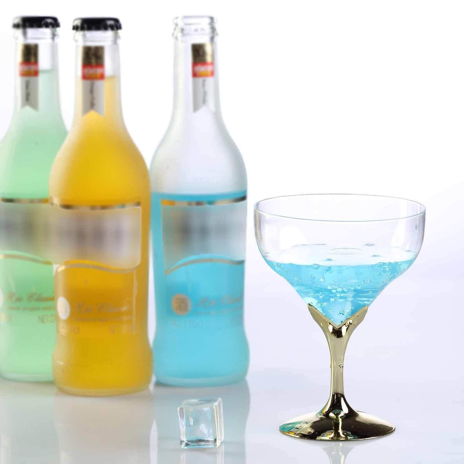 6 - Pack Plastic Champagne Glasses Gold Hard Material - Durable Disposable Goblets for Wine 5oz - Linen Luxes