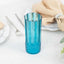 6-Pack Plastic Cocktail Tumblers Ocean Blue Transparent Crystal Cut Style - Shatterproof Highball Glasses 14oz
