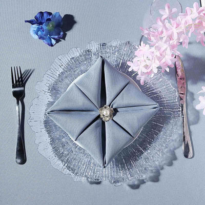 6 - Pack Plastic Round Charger Plates 13" in Clear with Reef Design, Decorative Dinner Party Serving Plates - Linen Luxes