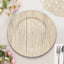6-Pack Plastic Round Charger Plates 13" in Natural with Faux Wood Finish, Rustic Boho Chic Dinner Party Charger Tableware